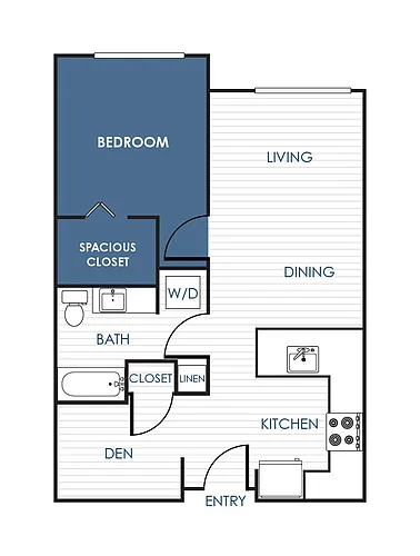 Floor plan 1 Bedroom 1 Bathroom Apartment 11K - 11O