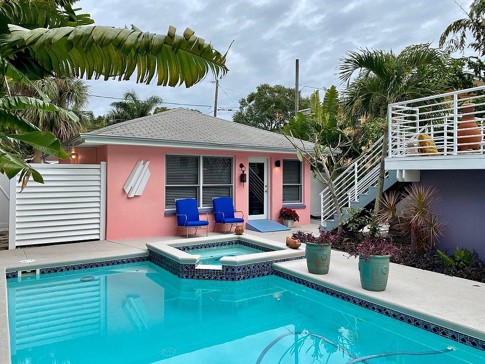 Front outside of poolside apartment.
