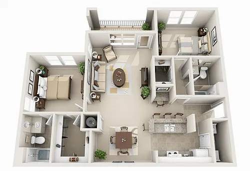 Floor plan 2 Bed 2 Bath - B4