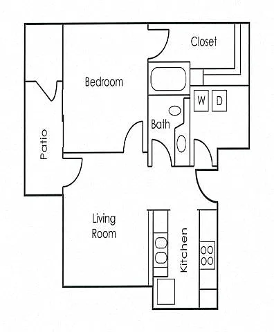 Floor plan 1BD x 1BA Junior Classic