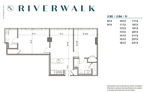Floor plan 2 bedrooms from 3895
