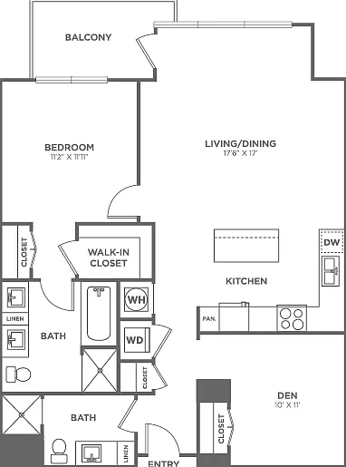 One Bedroom One Bath With Den (1,049 SF) One Bedroom One Bath With Den (1,049 SF)