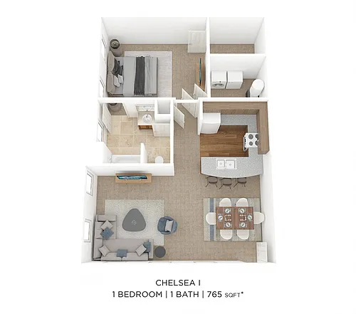 Floor plan One Bedroom - Chelsea I - 765 sqft