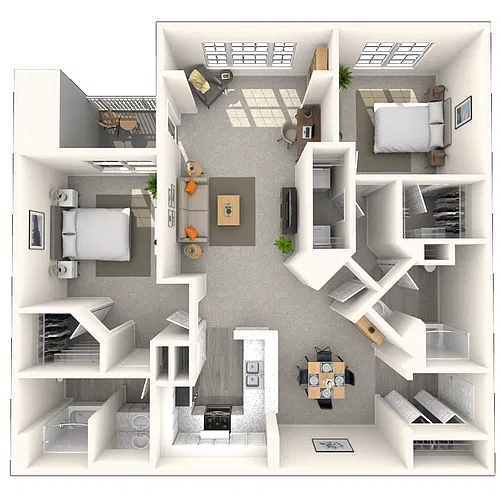 Floor plan Traditional 2x2 1092-1353 SF