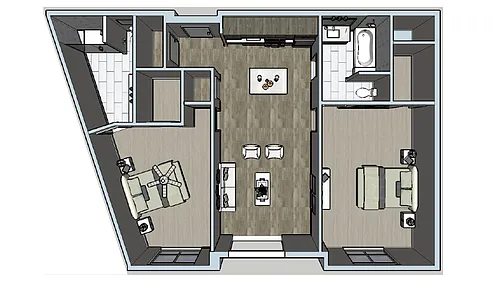 Floor plan 2 Bed / 2 Bath - Lake View