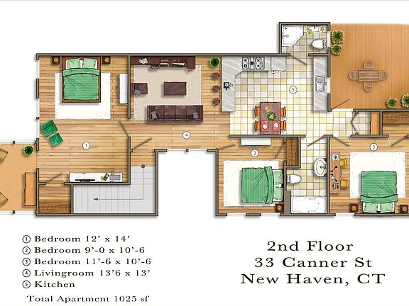 3 private bedrooms + outside deck