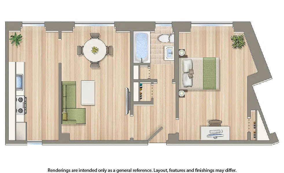 Floor plan 1 Bedroom C