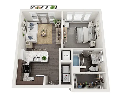 Floor plan One Bedroom A1A