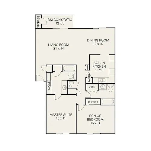 Floor plan 2 Bed/2 Bath Down
