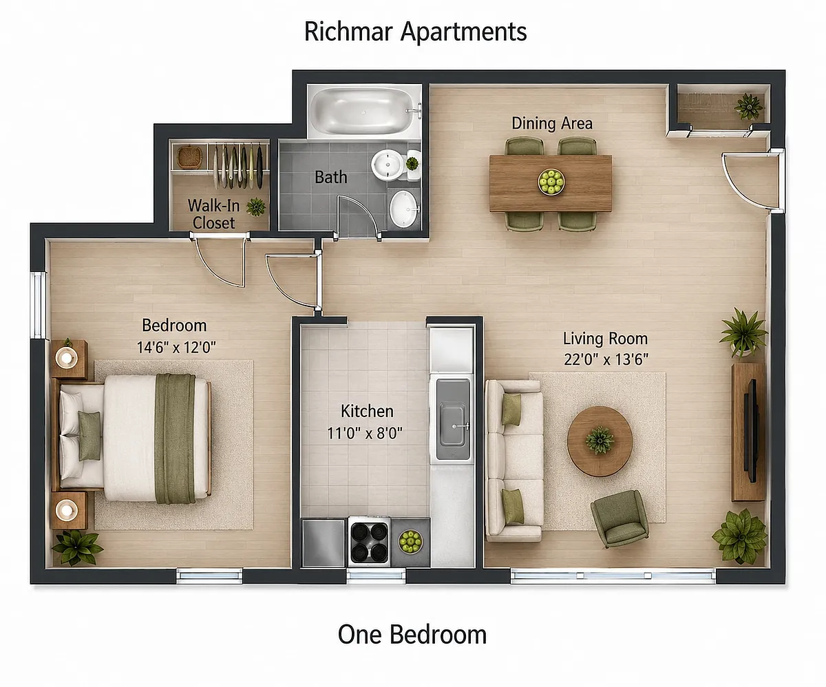 Floor plan 1 Bedroom Executive