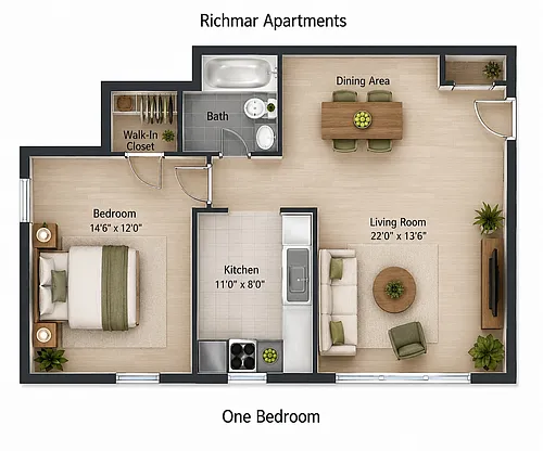 Floor plan 1 Bedroom Executive