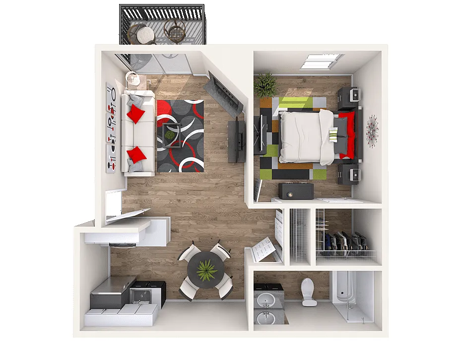 Floor plan A1: 1 Bed 1 Bath