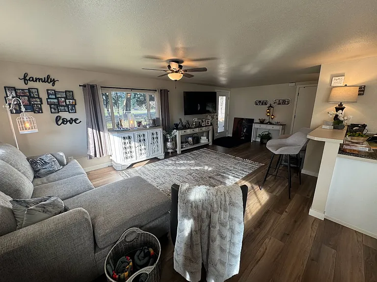 Living room and kitchen bar