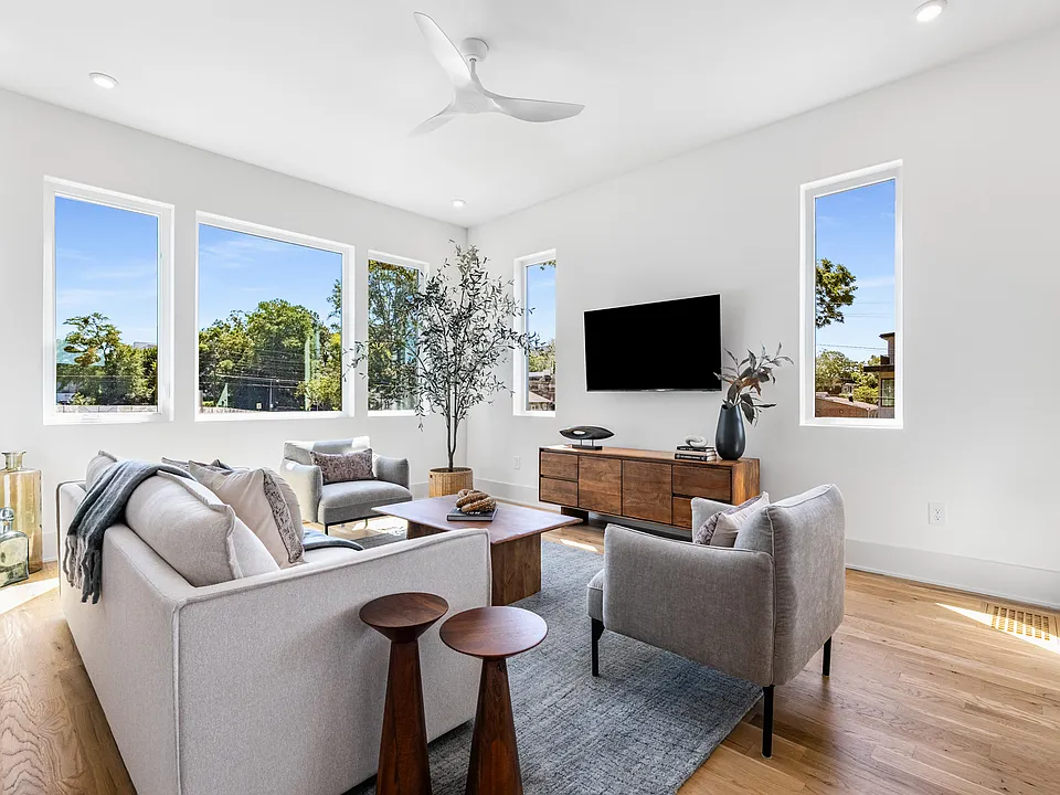 Living room in the staged model.