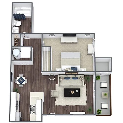 Floor plan A1: 1 Bed 1 Bath