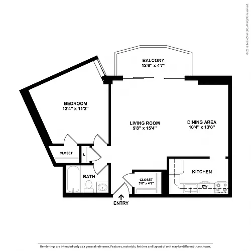 Floor plan 1 Bedroom, 1 Bathroom