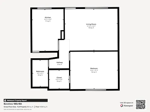 Floor plan 1 Bed 1 Bathroom