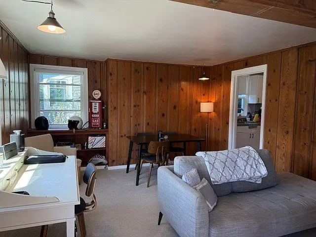 living room with desk