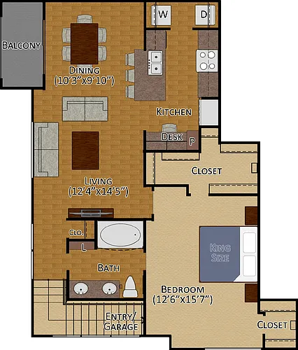 Floor plan 1x1 Floor 2 Garage