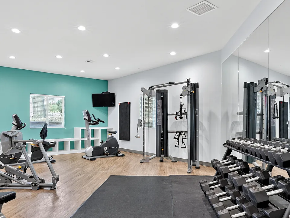 Stay active with a fully equipped fitness center right at home.