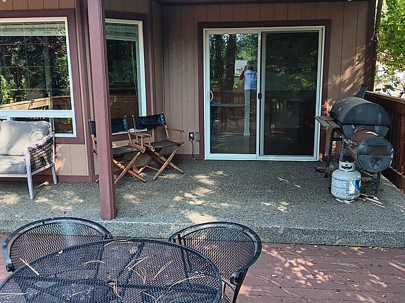 Deck into east slider. Mini office thru slider. Bump out is where dining room table goes.