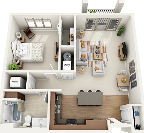 Floor Plan 1C | Wells Street Station | Apartments in Delafield, WI Floor Plan 1C | Wells Street Station | Apartments in Delafield, WI