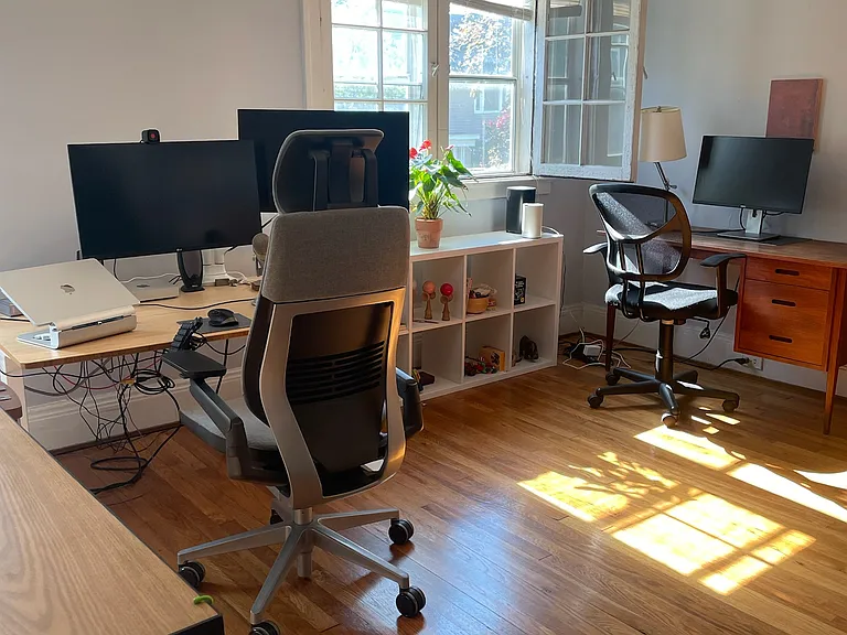 Bedroom that is used as a workspace