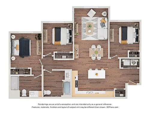 Floor plan 3BA (Wheelchair Accessible)