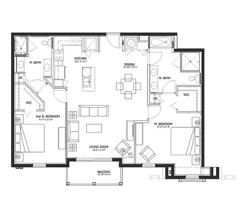 Floor plan Jupiter - 2 Bed, 2 Bath