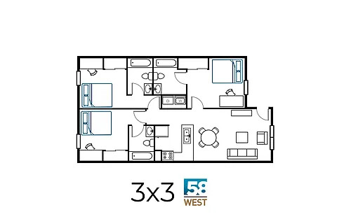Floor plan 3 Bed 3 Bath Pricing Per Room