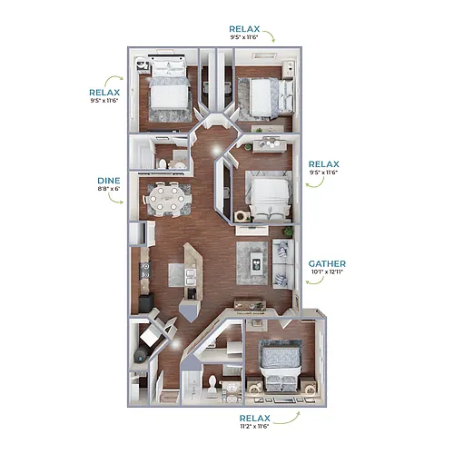 Floor plan 4 BEDROOM