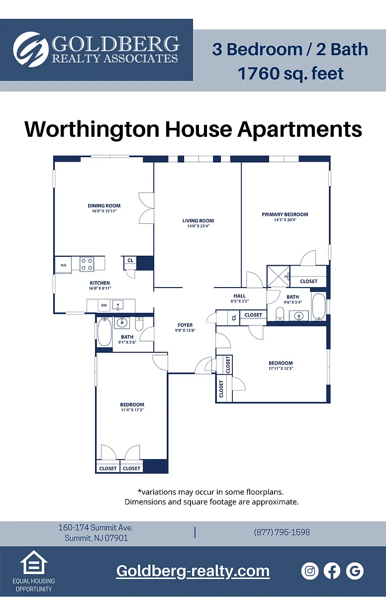 Floor plan Three Bedroom-Two Bath w/ Dining Room