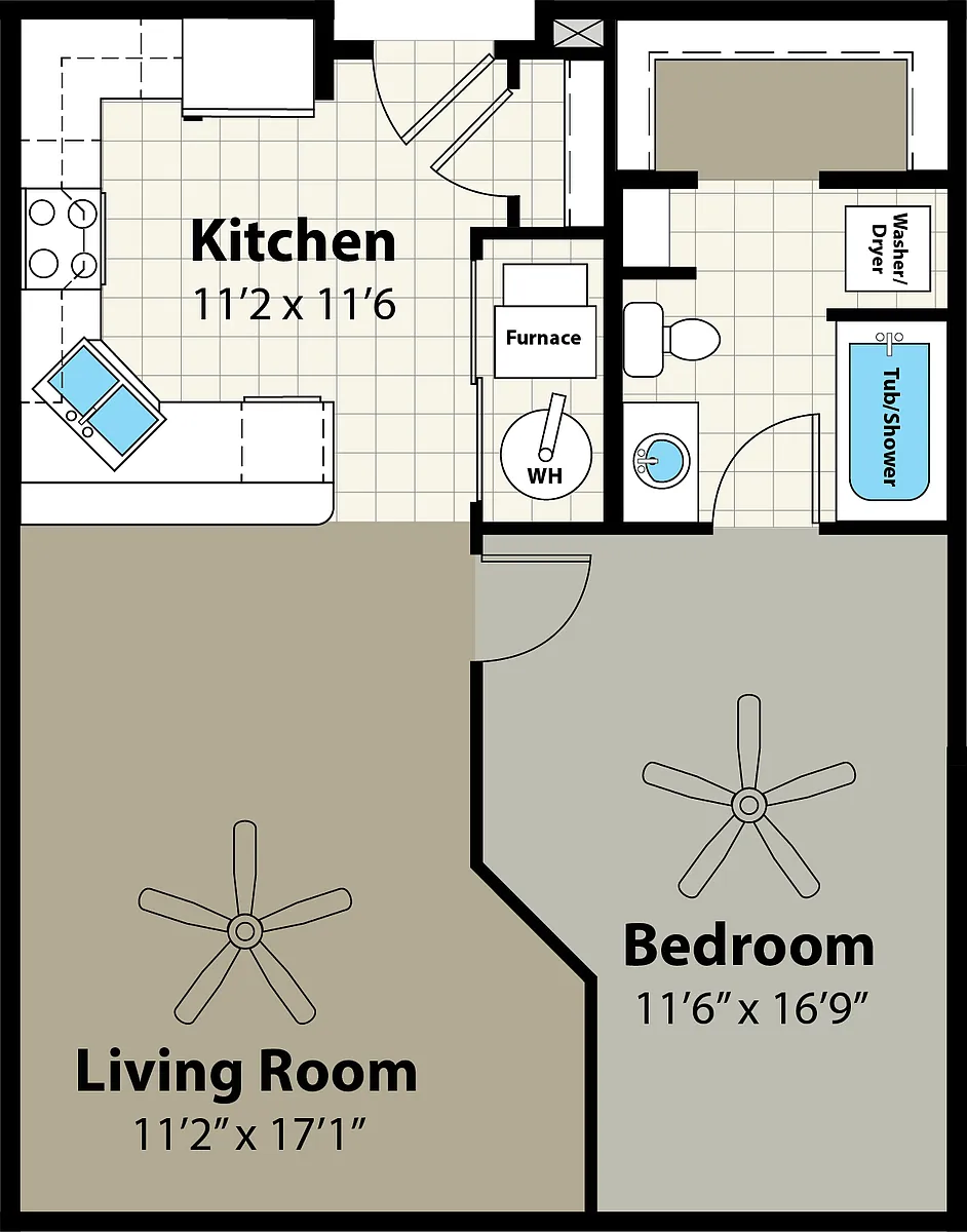 Floor plan 1D 725 sf