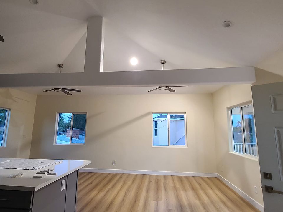 View of the open living area and entrance from the back of the ADU