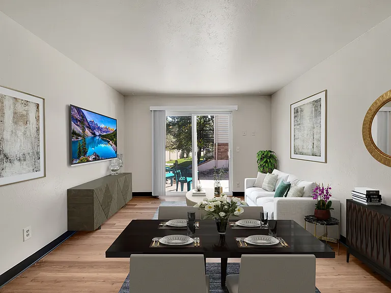 Living Room with sliding glass door to patio or balcony