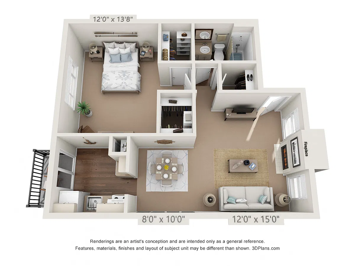 Floor plan 1 Bedroom, 1 Bath