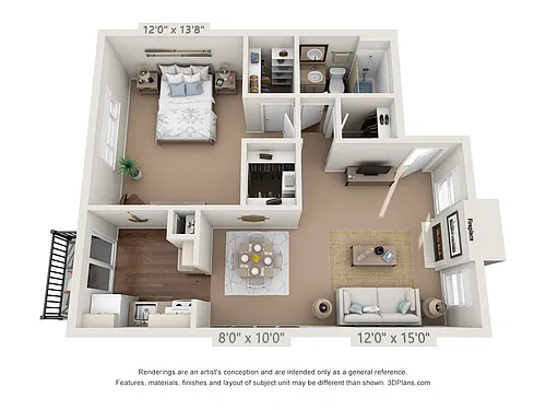 Floor plan 1 Bedroom, 1 Bath