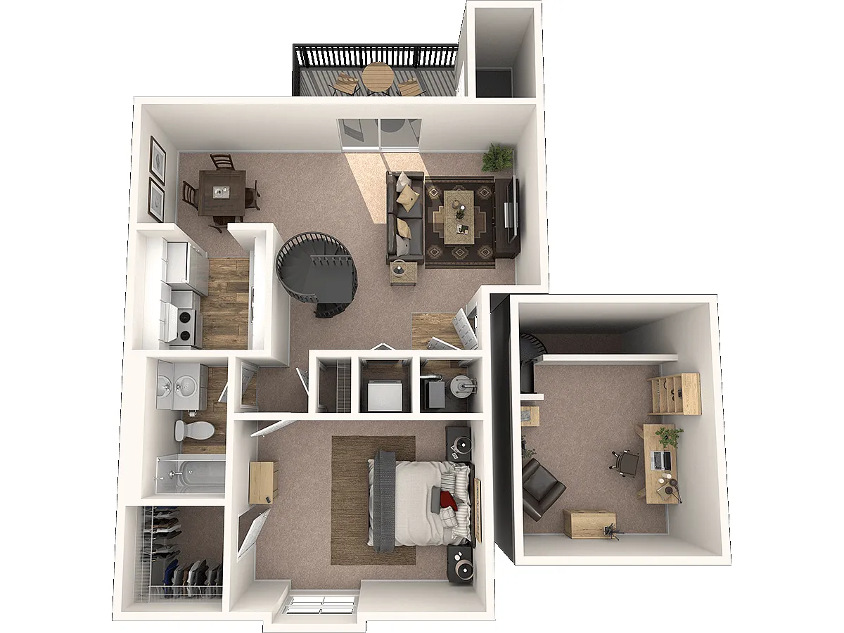 Floor plan One Bedroom Apartment with Loft
