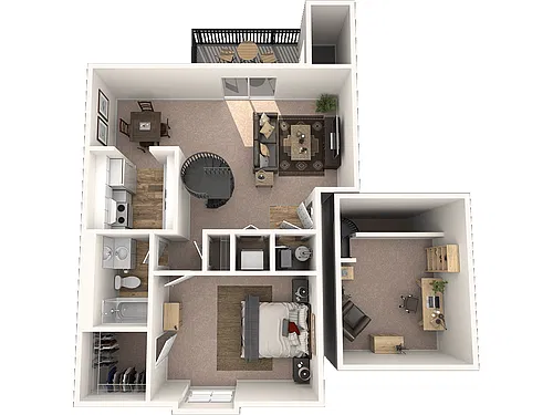 Floor plan One Bedroom Apartment with Loft