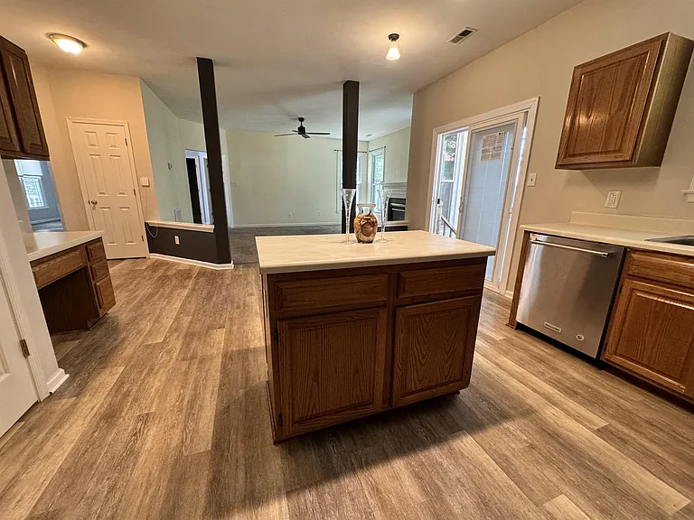 Kitchen is open to the family room