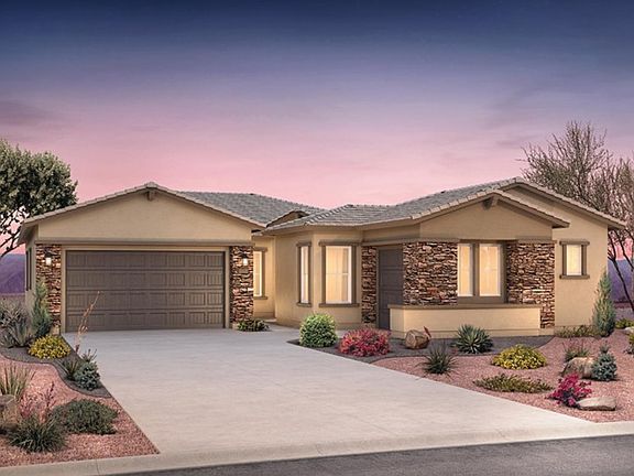 The Catalina elevation B has stone accents and dark window framing for ultimate curb appeal.