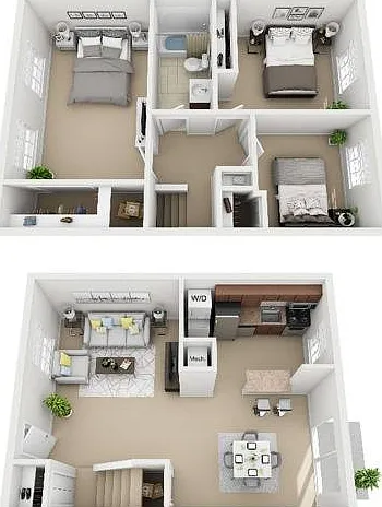 3 Bedroom Deluxe 1 Bath Townhome 3 Bedroom Deluxe 1 Bath Townhome
