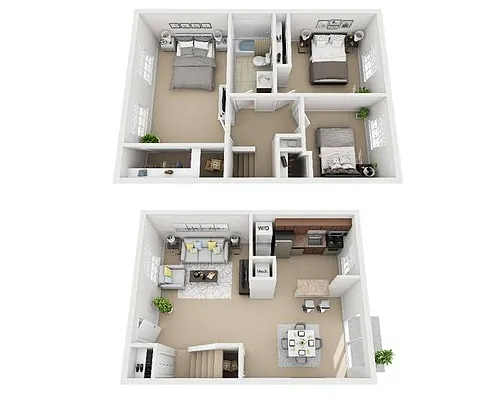 Floor plan 3 Bed Deluxe Townhome
