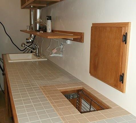 Laundry Counter and Chute from Shower Room