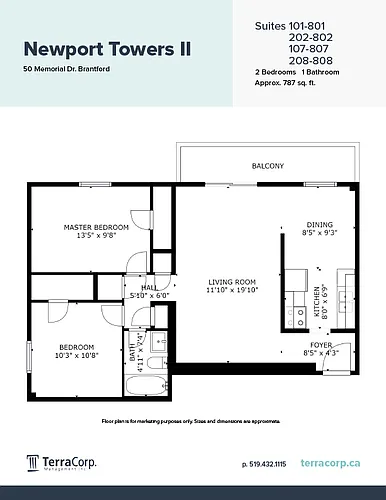 Floor plan 101-801 202-802 107-807 208-808