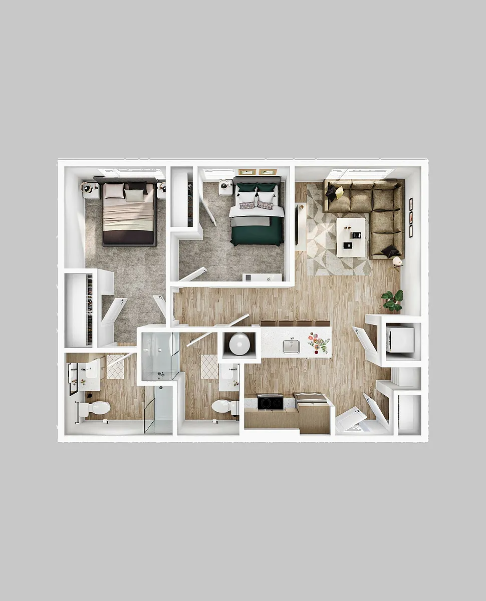 Floor plan 2BR/2BA - B3