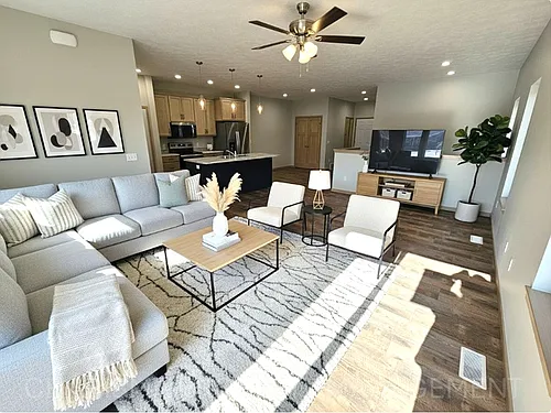 Floor plan 3 Bedroom 2 and One Half Bath Layout