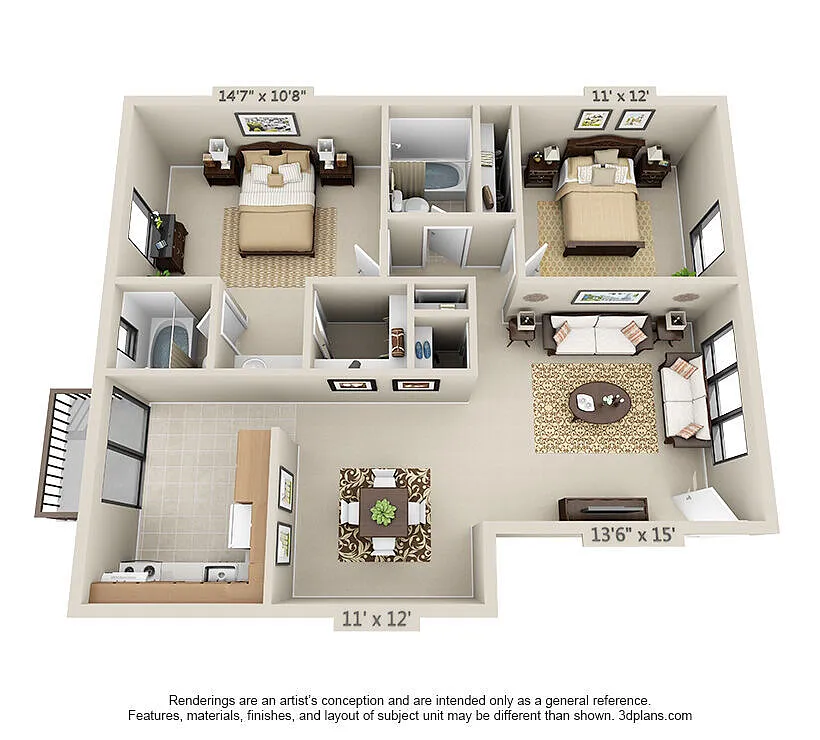 Floor plan 2 Bed