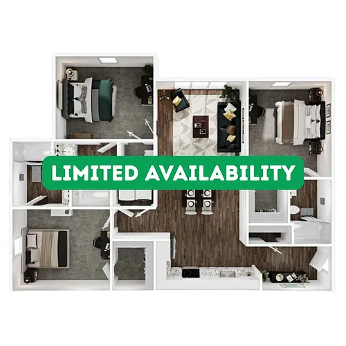 Floor plan 3BR/3BA - Deluxe