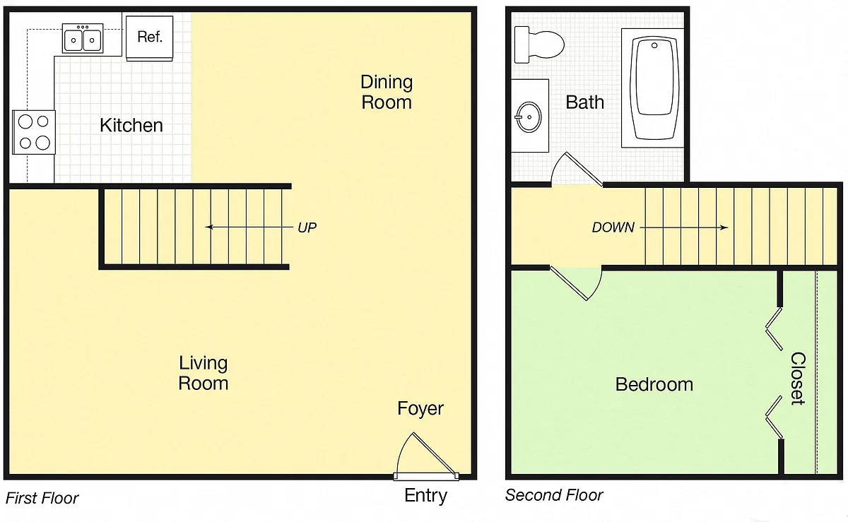Floor plan Goji 1x1 Townhome